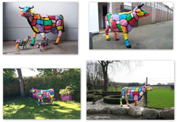 Grote beschilderde polyester geschilderde koeien kunskoeien voor in de tuin en buiten in de wei kopen online en op het internet