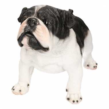 Decoratief beeld van een zwart witte Engelse bulldog