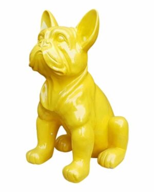 Modern polyester beeld van een franse bulldog geel