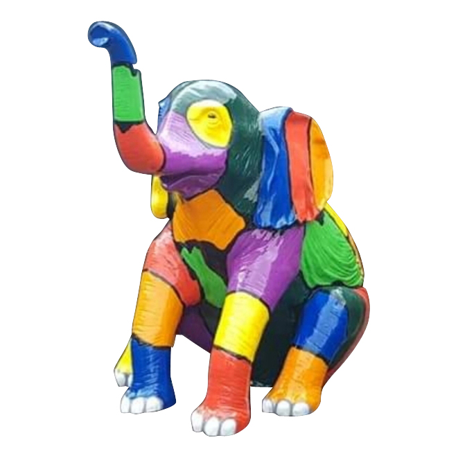geschenk band Alexander Graham Bell Beeld zittende olifant kleur - Levensechte polyester dierenbeelden