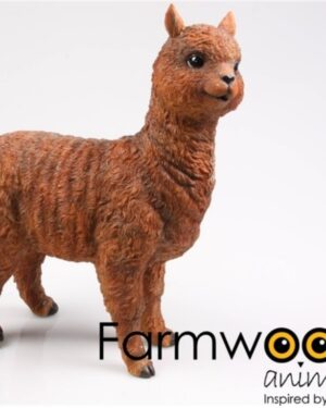 Een polyester beeldje van een bruine alpaca
