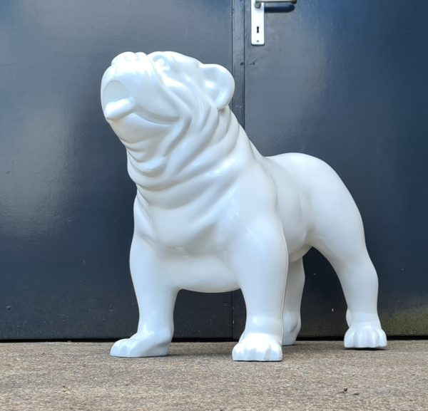 Polyester hondenbeelden, beeld bulldog wit