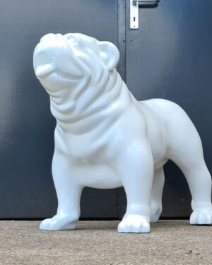 Polyester hondenbeelden, beeld bulldog wit