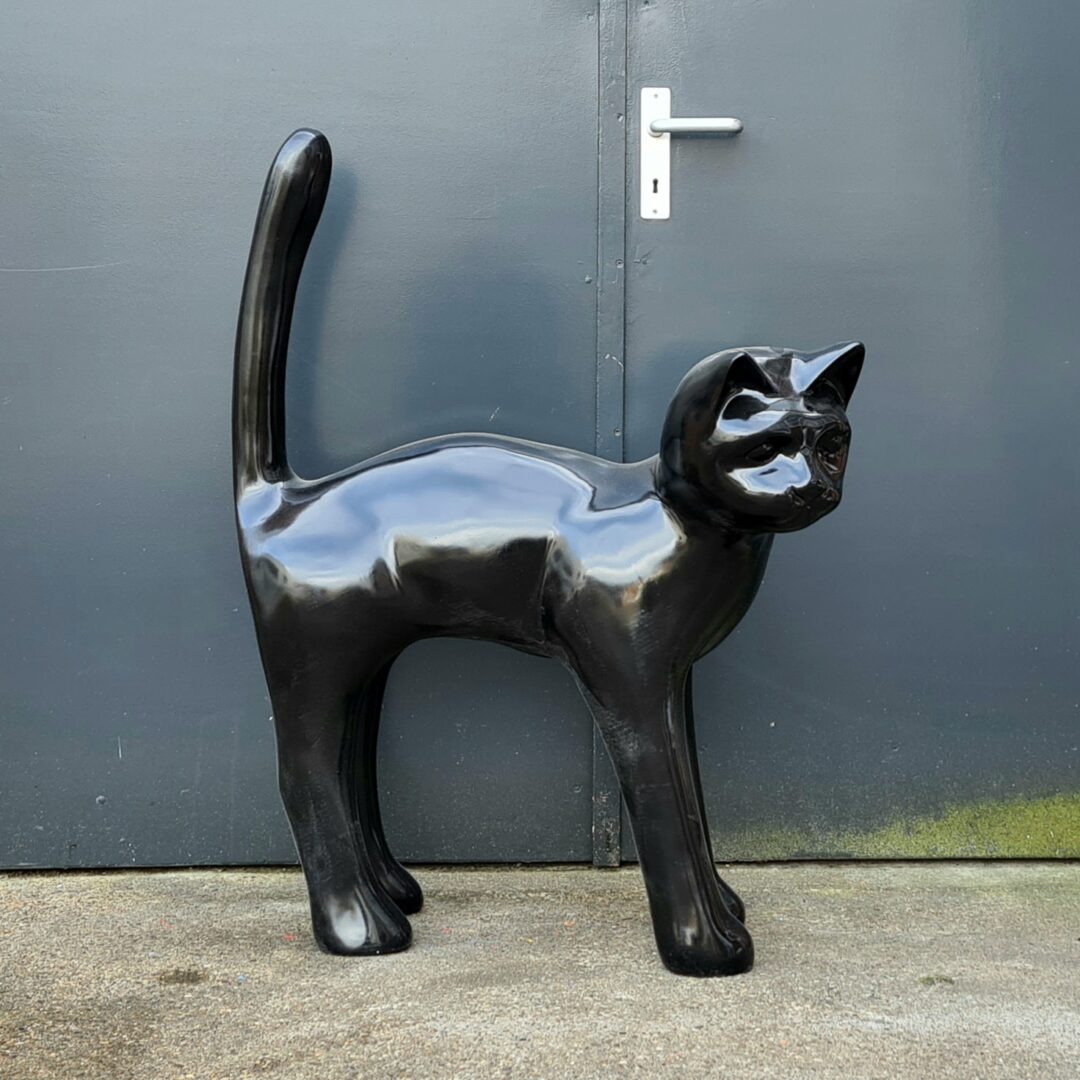 100 cm. kat zwart De mooiste dierenbeelden polyester katten