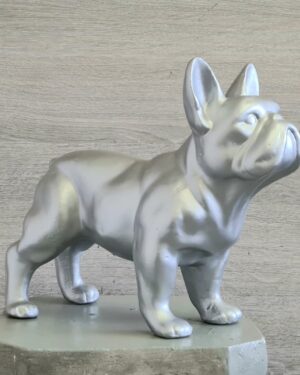 Decoratie beeldje franse bulldog zilver