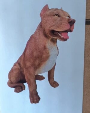 Beeld bruine pitbull 55 cm