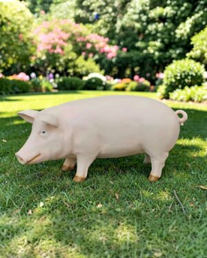 Roze varken beeld 100 cm kunststof voor in de tuin