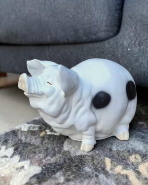 XL spaarvarken in zwart-wit polyester decoratie in huis
