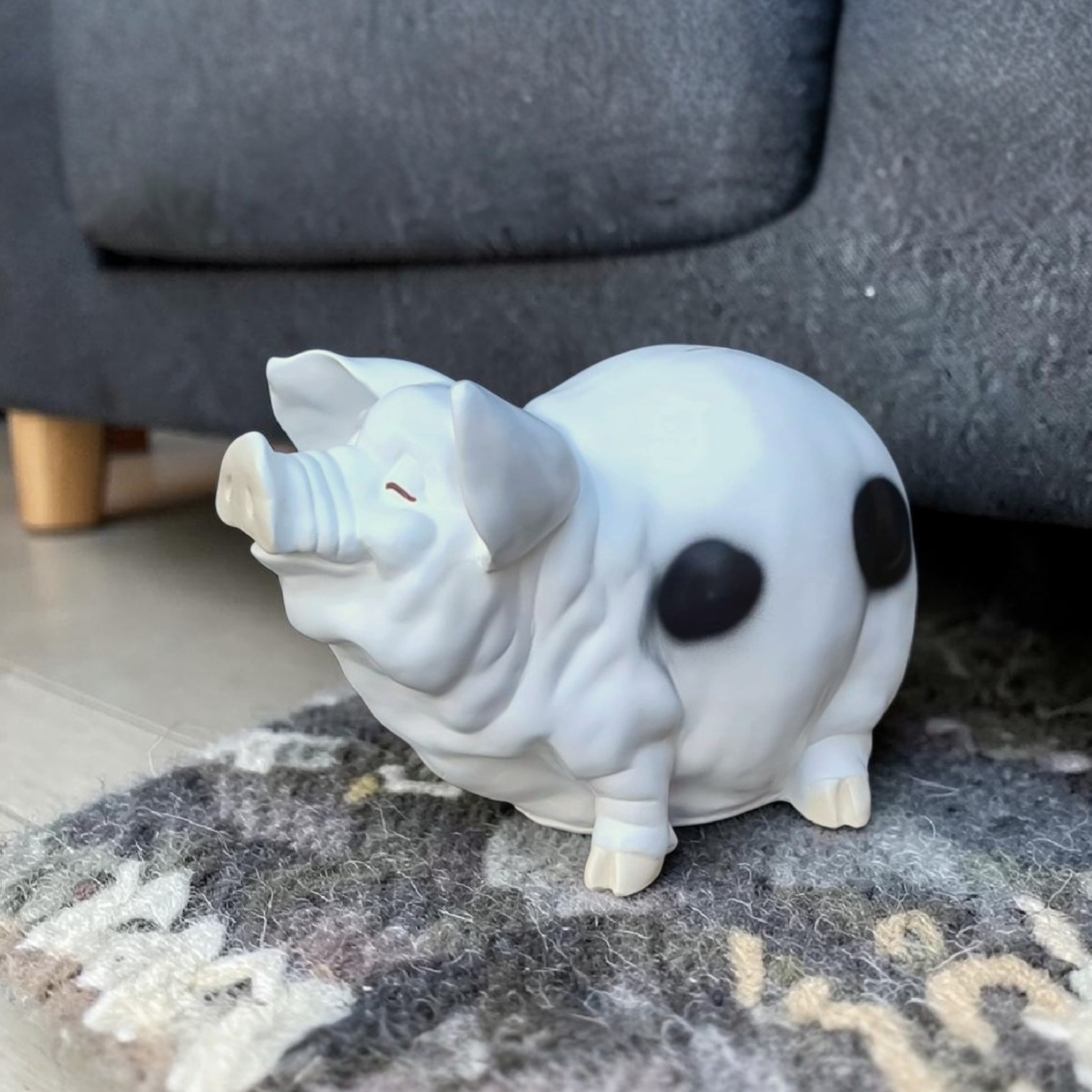 XL spaarvarken in zwart-wit polyester decoratie in huis