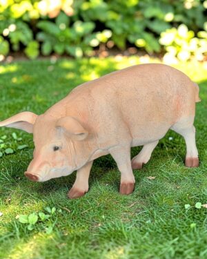 Levensecht polyester varkensbeeld als decoratie voor in de tuin