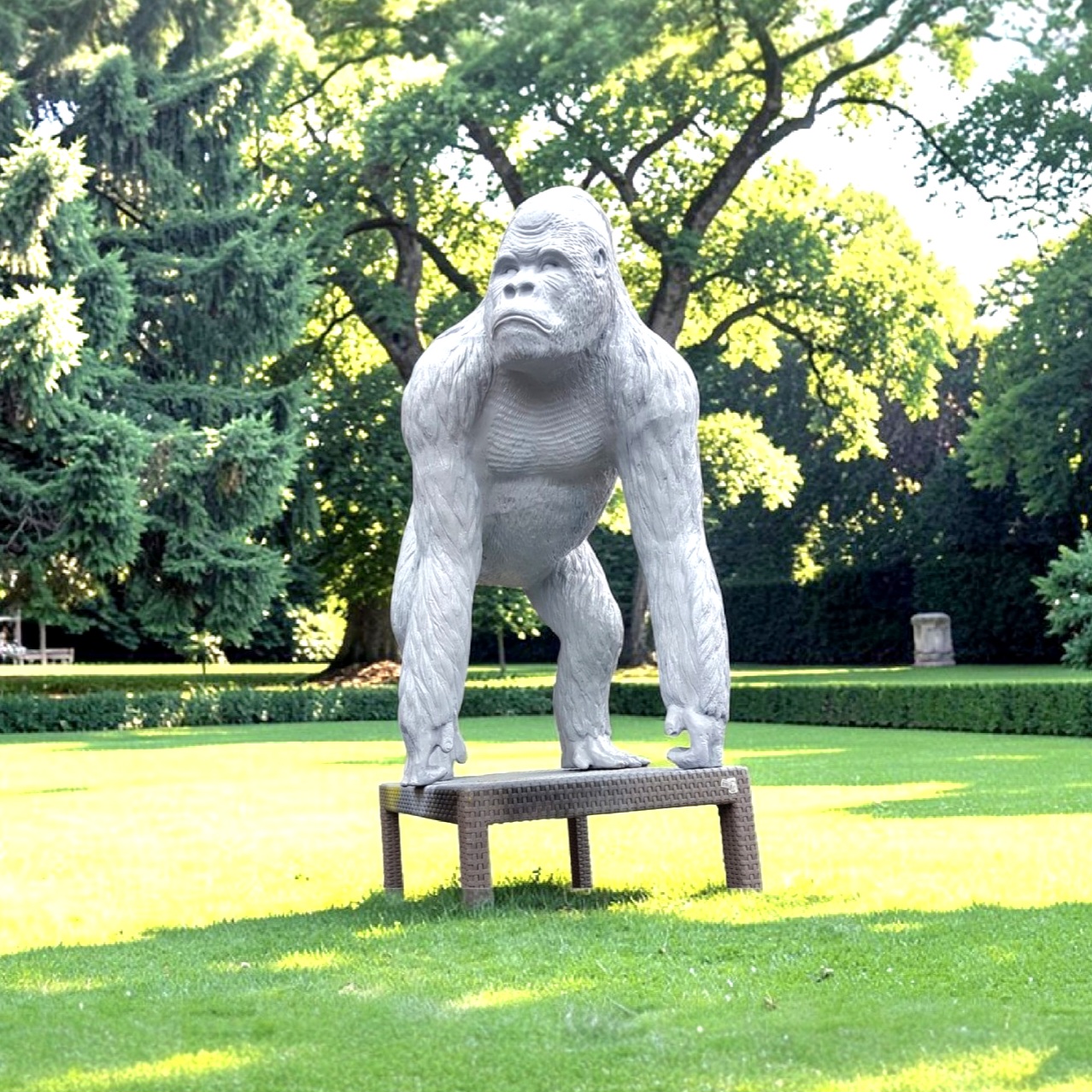 Kunstbeeld XL gorilla in de tuin. Decoratie tuinbeelden 180 cm.