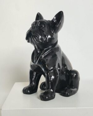 Zwart bulldog beeldje glanzend stijlvol decoratiebeeld