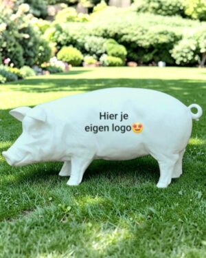 Polyester varken beeld met opdruk van bedrijfslogo