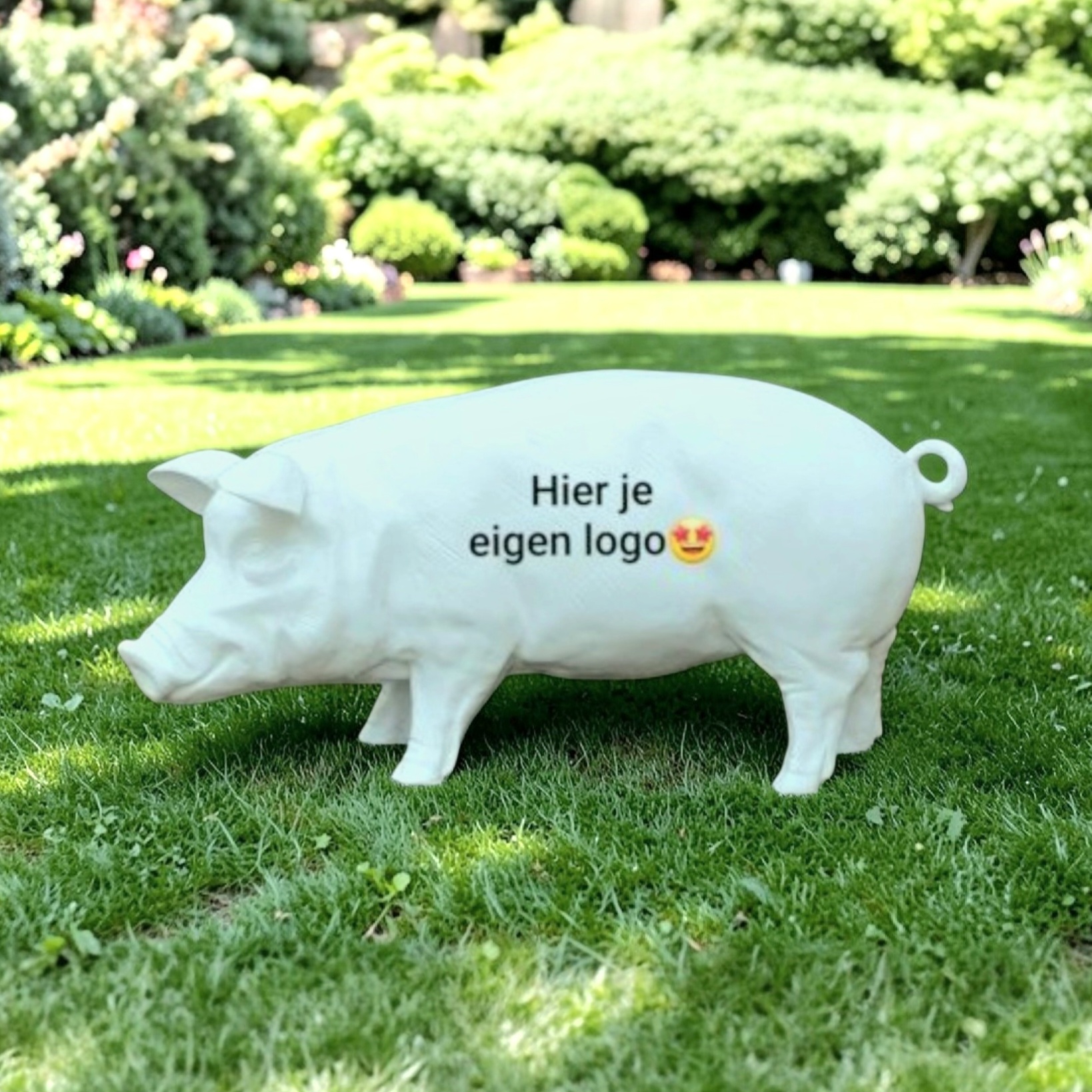 Polyester varken beeld met opdruk van bedrijfslogo
