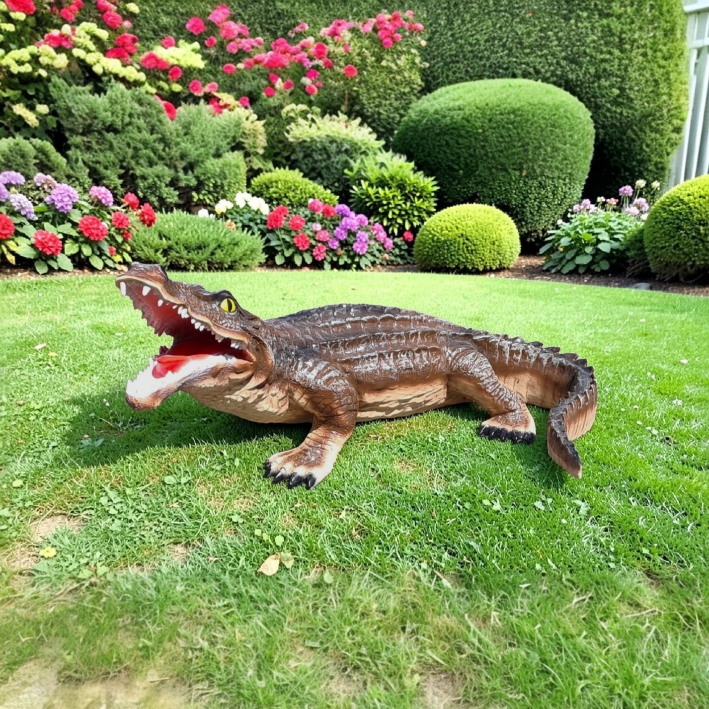 Decoratiebeeld polyester krokodil voor buiten gebruik
