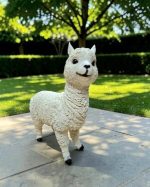 Wit alpaca beeld 40x34 cm voor tuin en terras