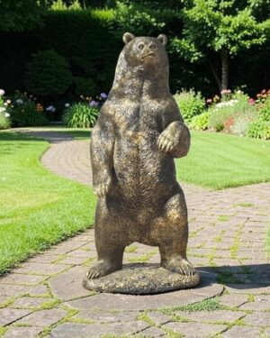Bronzen tuinbeeld van een beer 120 cm hoog