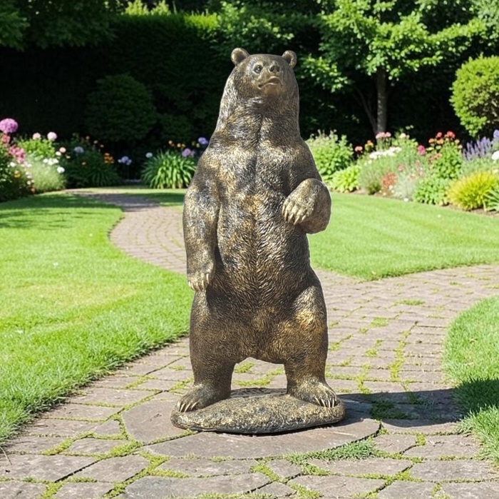 Bronzen tuinbeeld van een beer 120 cm hoog